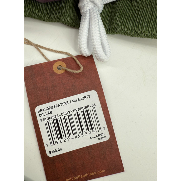 Feature Collab Mitchell & Ness Shorts Size XL Purple Green NWT - Picture 12 of 12